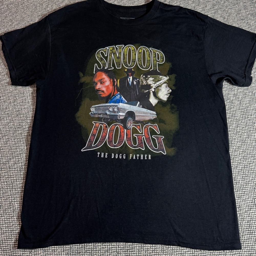 Cross Colours Snoop Dogg The Doggfather Black Graphic T-Shirt Mens Large L